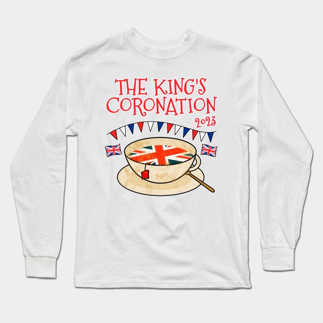 The Kings Coronation 2023 Tea UK Flag Long Sleeve T-Shirt by doodlerob